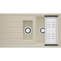 SPÜLBECKEN - Kopenhagen, 2-er set Beige 90/50 cm, 1,5 Becken + Ablauf-Set ab 60er Unterschrank - Chromfarben/Beige, Kunststoff (90/19/48cm) - Primagran