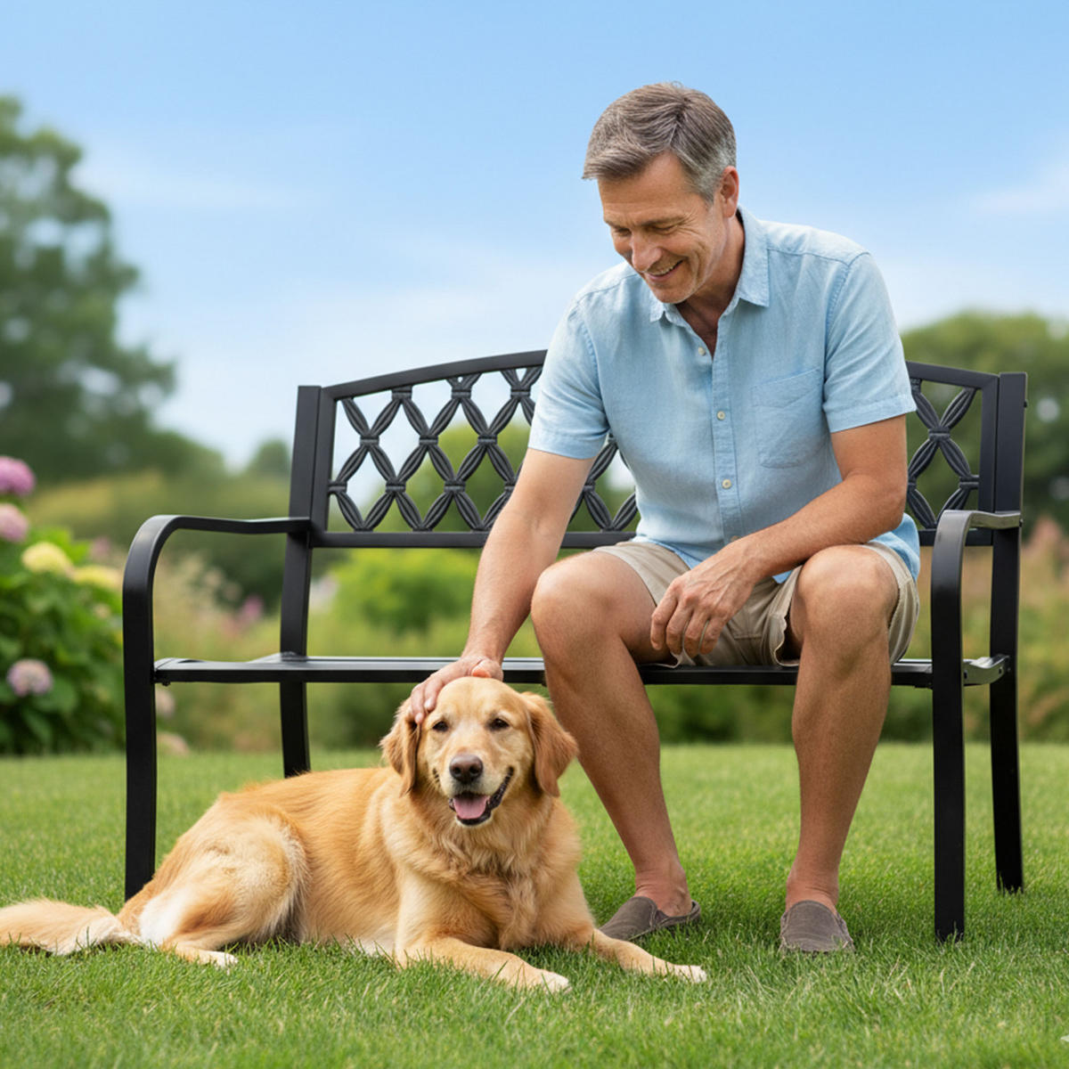 GARTENBANK CLASSICO Schwarz 127 x 86 x 62 cm - Schwarz, Metall (127/86/62cm) - Akord