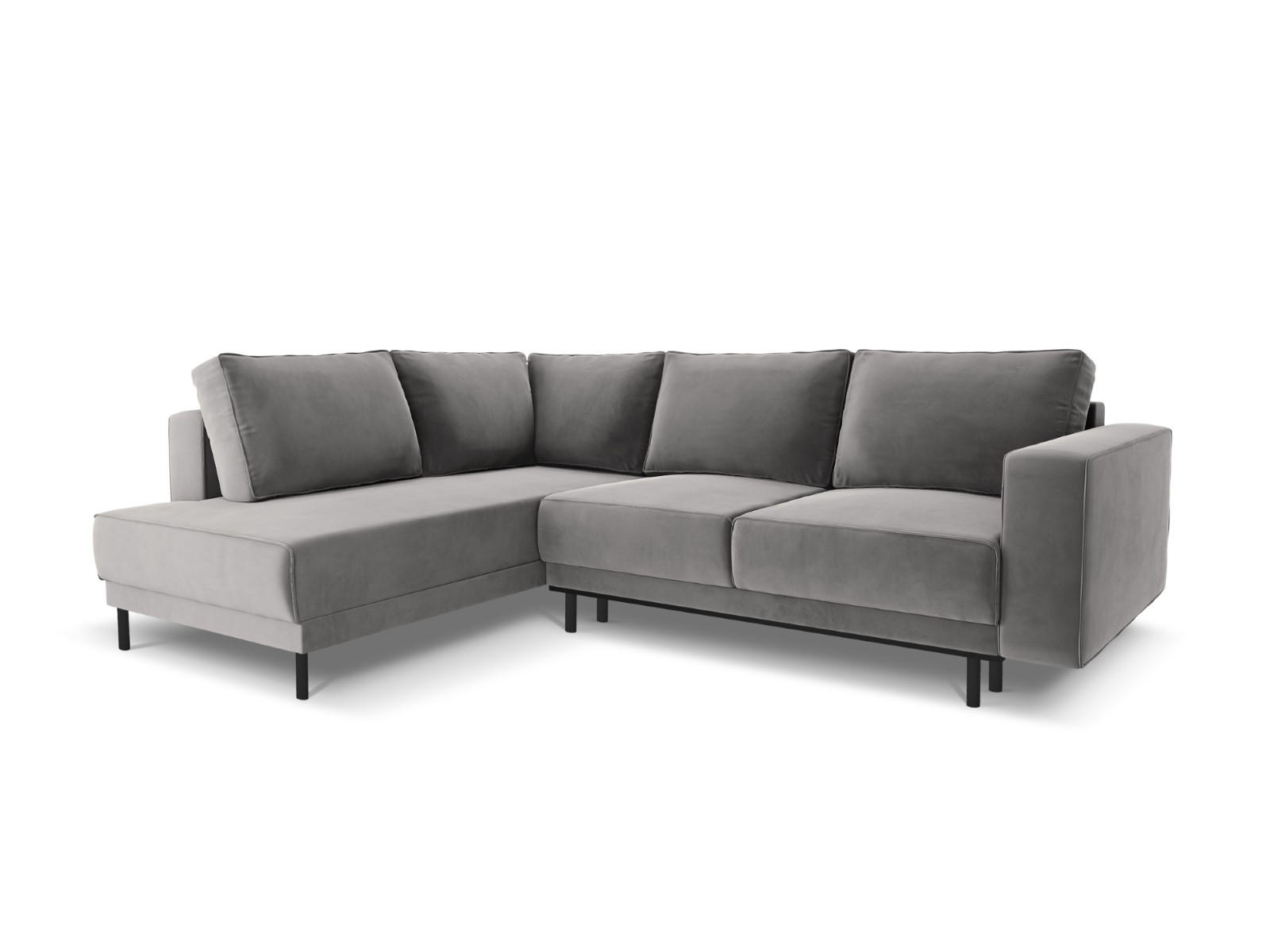 AUSKLAPPBARES-ECKSOFA links Caro aus Samt hellgrau 5 Sitzplätze - Hellgrau, Textil (187/247cm) - Micadoni