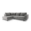 AUSKLAPPBARES-ECKSOFA links Caro aus Samt hellgrau 5 Sitzplätze - Hellgrau, Textil (187/247cm) - Micadoni