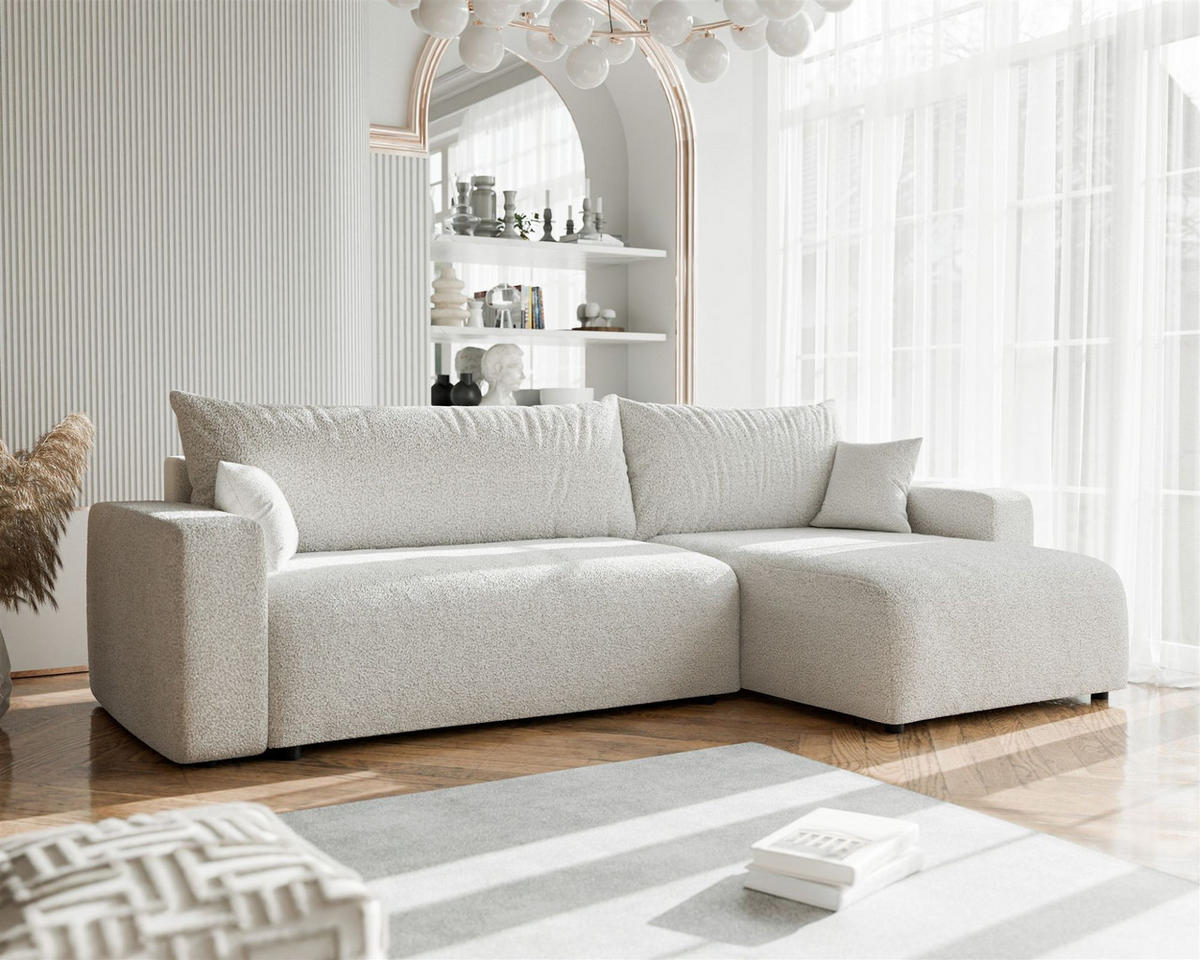 ECKSOFA Luna Max Mit Schlaffunktion - Beige, Holzwerkstoff/Textil (145/278cm) - Fun Möbel