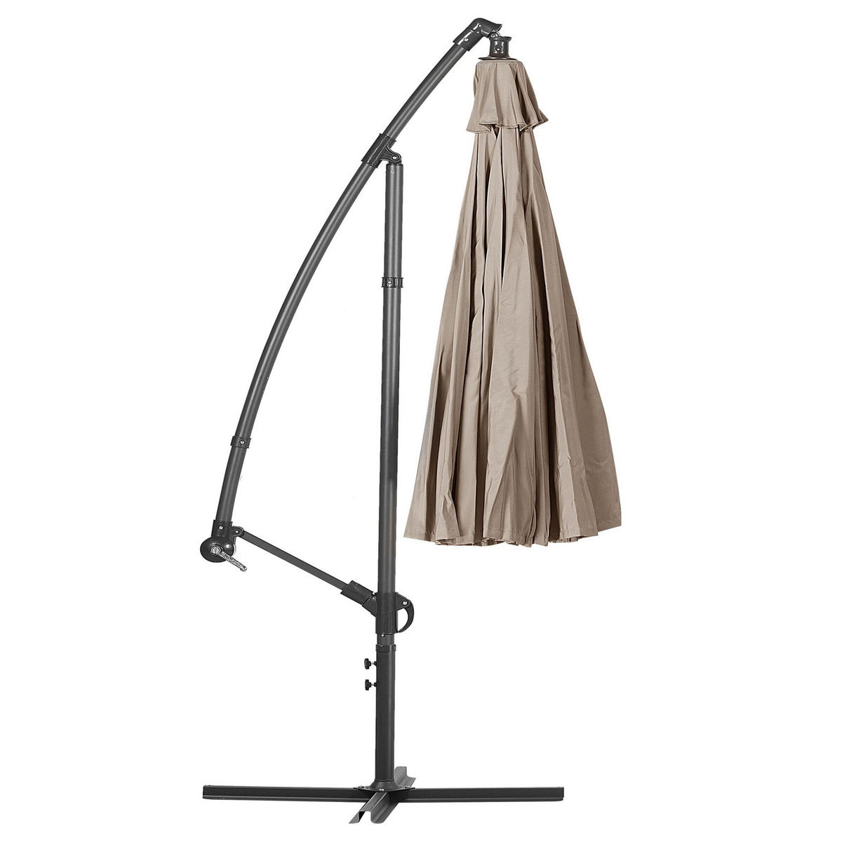 AMPELSCHIRM sandbeige/weiß 300 cm Savona - Beige/Weiß, Textil (300/300cm) - Beliani