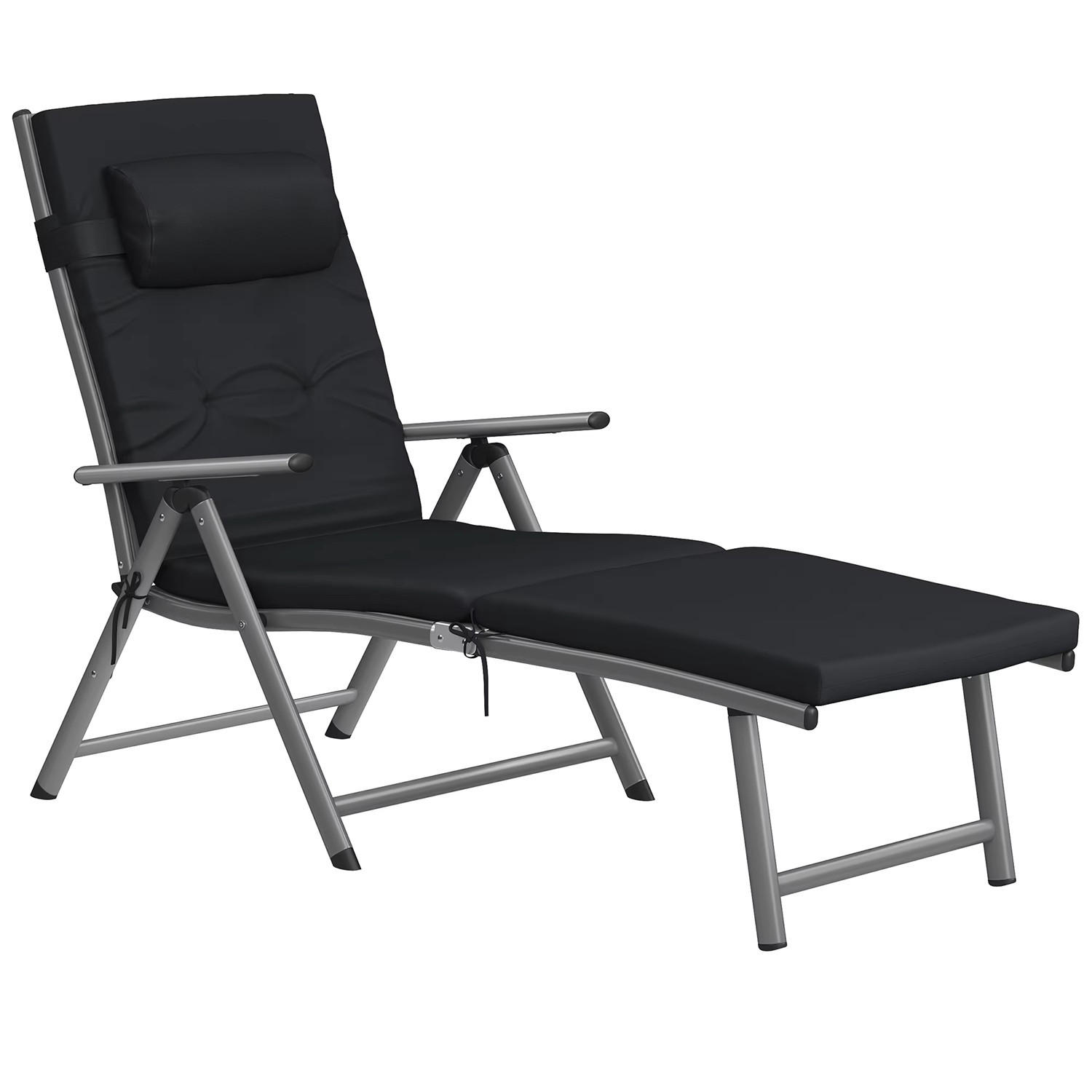 LIEGESTUHL klappbar Aluminium 150 kg verstellbar - Schwarz, Metall (48/39/183cm) - Kaket