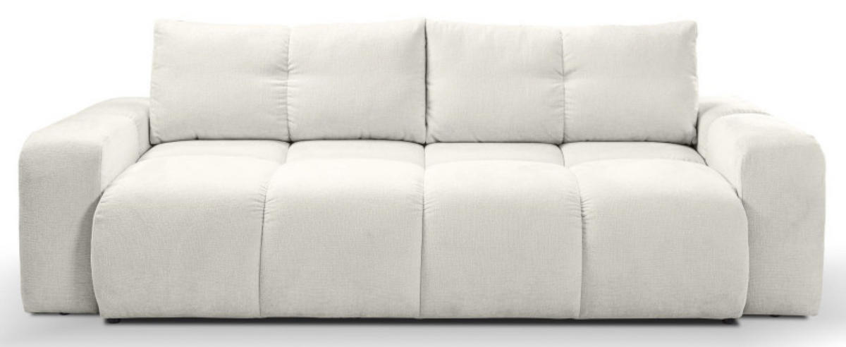 SOFA Creme SOHI Gepolstert Mit Schlaffunktion Und Bettkasten - Weiß, Textil (259/90/99cm) - Sepro Meble