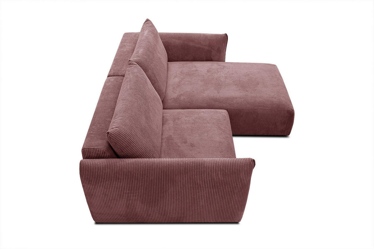 ECKSOFA TAUER 3-Sitzer, altrosa - Schwarz/Altrosa, Holzwerkstoff/Kunststoff (206/173cm) - Courtois Laville
