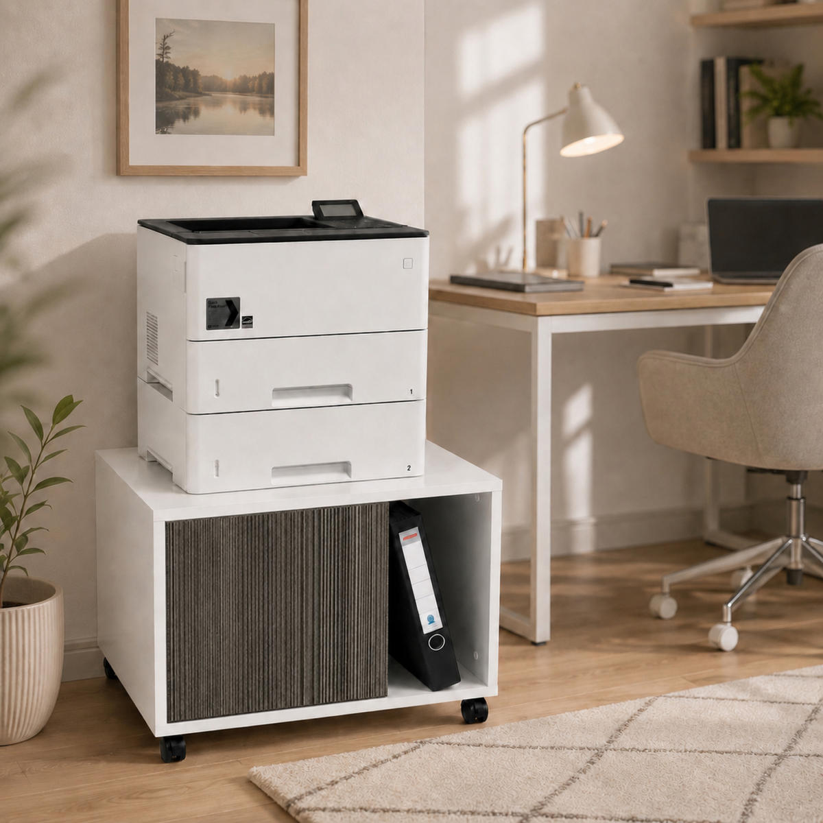 DRUCKERSCHRANK Amira Avola Anthrazit 43/57/52 cm - Anthrazit, Holzwerkstoff (57.5/43.5/52cm) - SIMPLYFURN