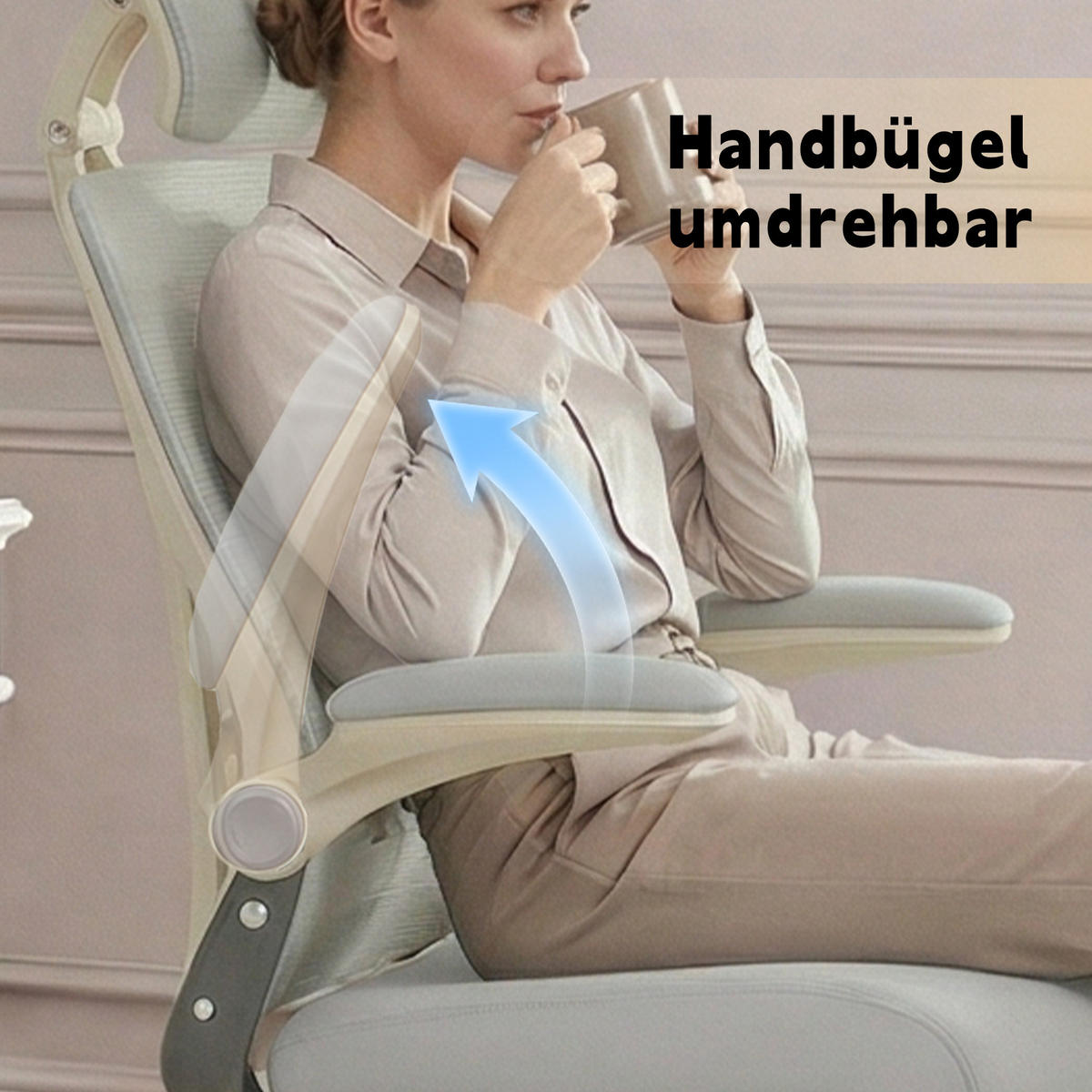 DREHSTUHL DE-40943 mit klappbarer Rückenlehne und 3D-Kopfstütze Grau - Grau, Metall (62/129/48.5cm) - ComfortXL
