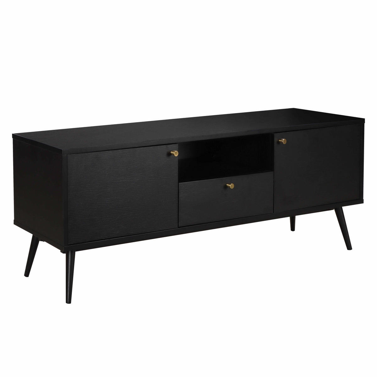 TV-SCHRANK 150 cm, Schwarz - Schwarz, Holz (40/55/150cm) - Oviala