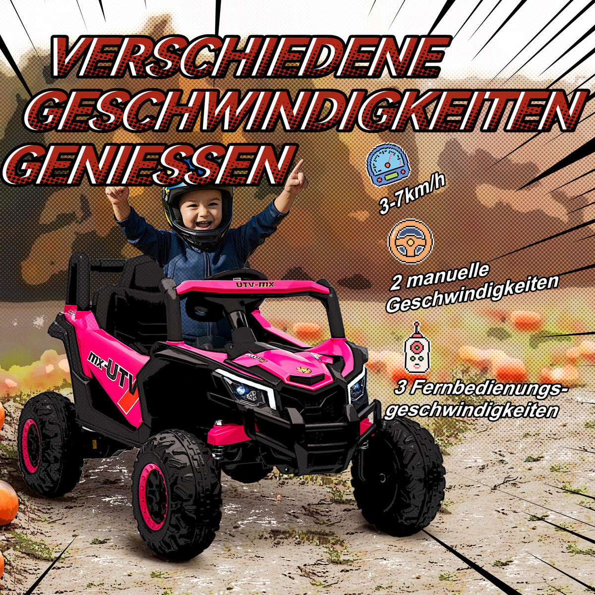 KINDER-ELEKTROAUTO Kunststoff Metall Rosa - Rosa, Kunststoff (96/61/56cm) - AIYAPLAY