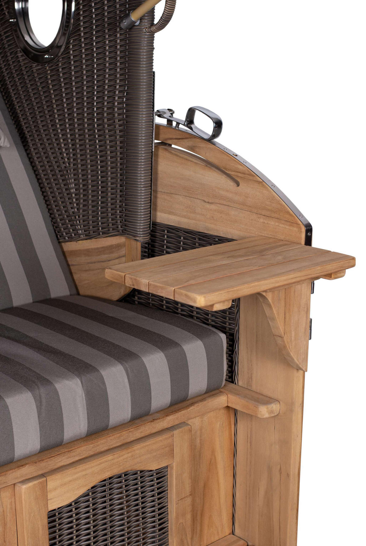 STRANDKORB XL Schillig Bullauge - Braun/Grau, Metall (142/170/95cm) - Mr. Deko