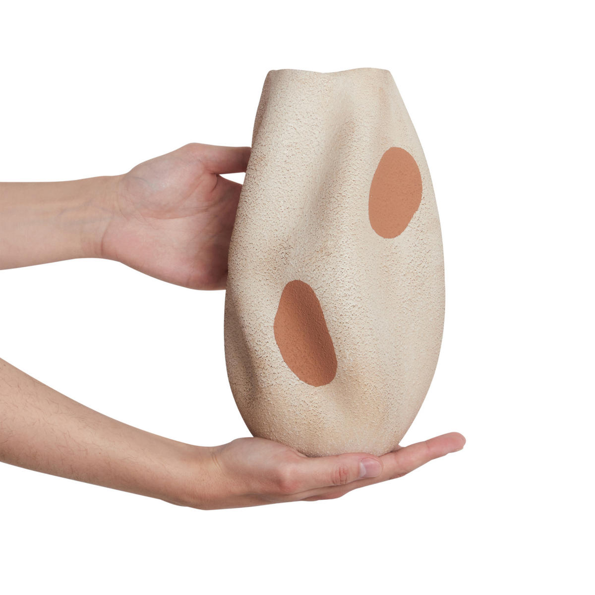 BLUMENVASE Steinzeug beige Batoidea - Beige, Stein (25cm) - Beliani