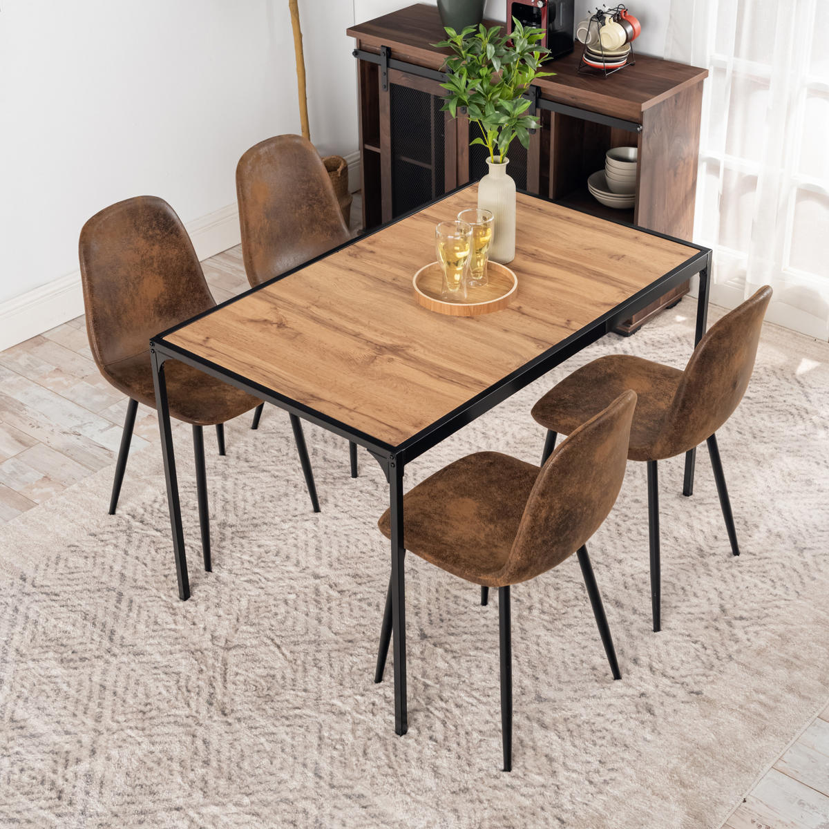ESSTISCH Holzoptik 120x75 mit Metallgestell - Braun, Holz/Metall (120/75/75cm) - Urban Meuble