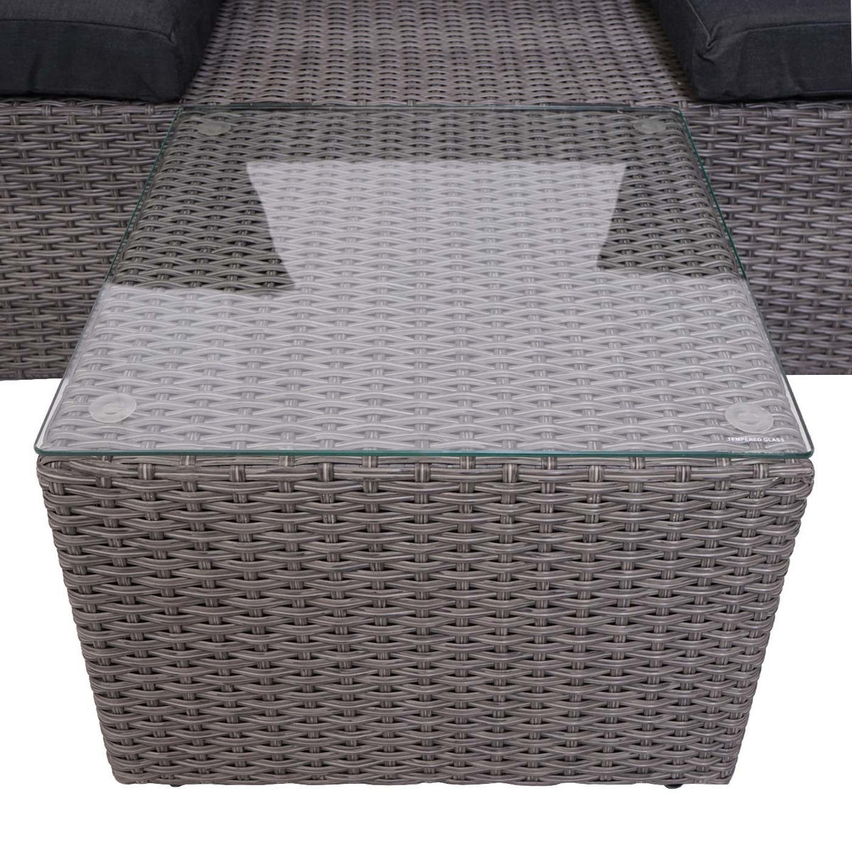GARTENSET 3in1 Grau Kissen Anthrazit - Grau, Metall - PROREGAL