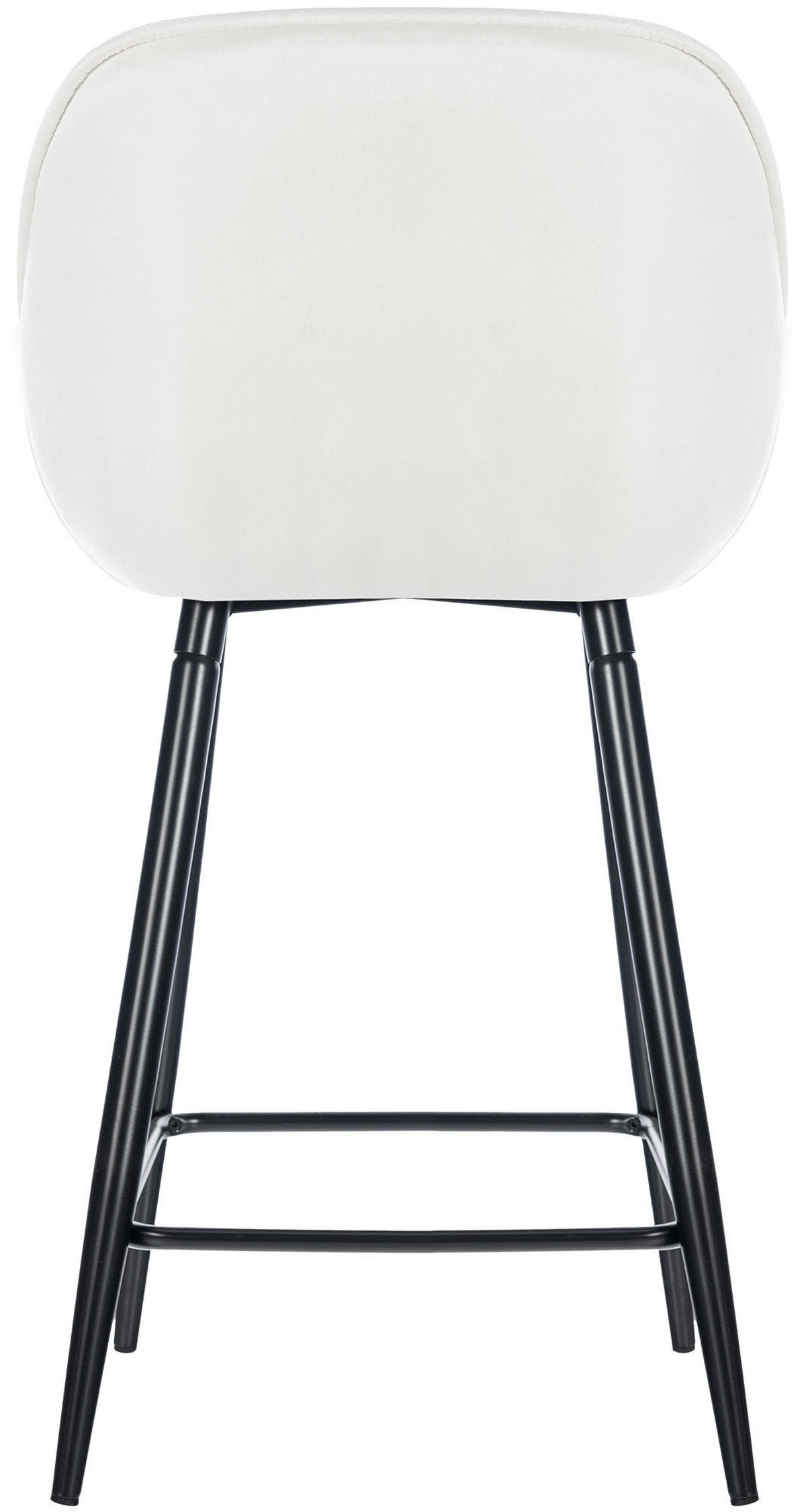 BARHOCKER 2er Set Samt cremeweiß - Schwarz/Weiß, Textil/Metall (54/103/57.5cm) - CLP