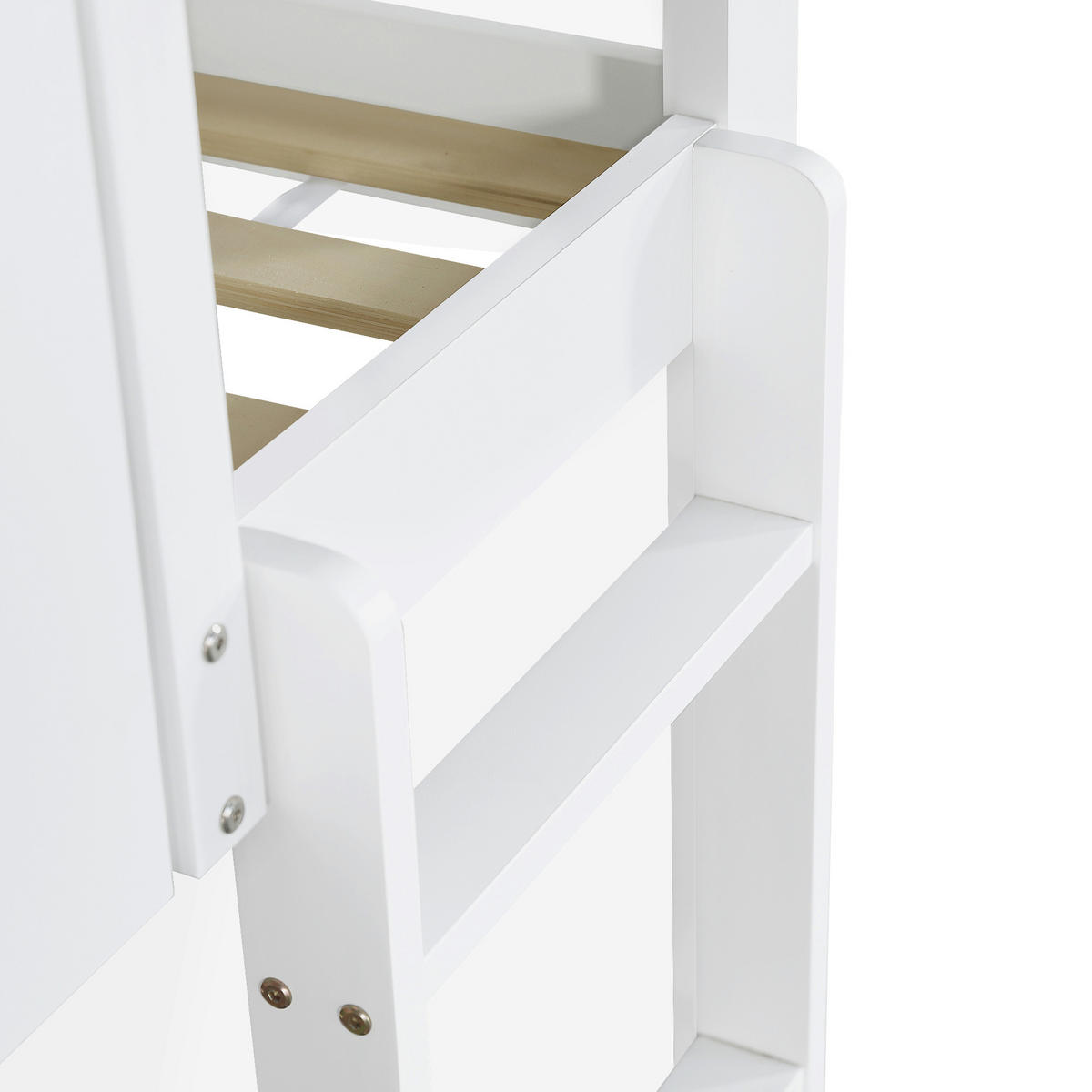 HOCHBETT 90/200 cm DE-32738 Haus-Design mit Fenstern und Treppe Weiß - Weiß, Holz (90/200cm) - ComfortXL