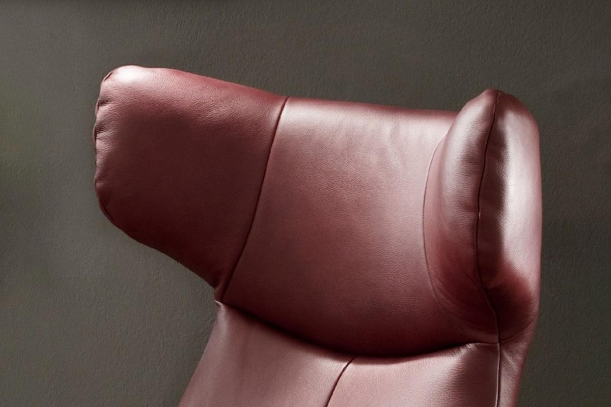 DREHSESSEL MIT WIPPFUNKTION RANDY Rot Leder - Silberfarben/Rot, Leder (79/117/96cm) - KAWOLA