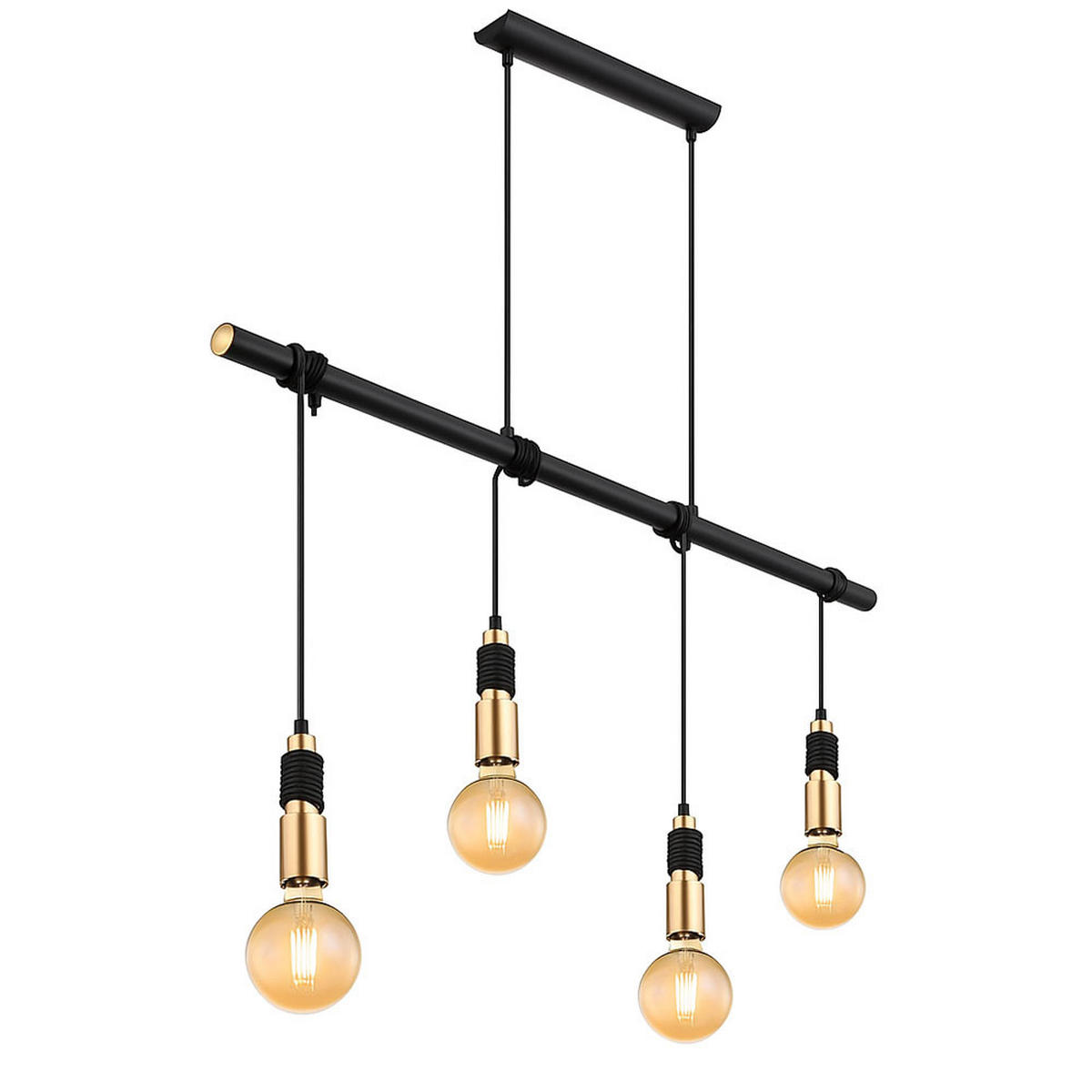 HÄNGELEUCHTE Messing Schwarz 4-Flammig - Schwarz, Metall (100/6/120cm) - Globo Lighting