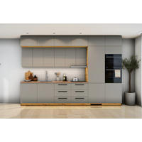 KÜCHENZEILE Nexa Beige – 360 cm – K50-G360 - Beige/Schwarz, Holzwerkstoff/Metall (360/248/58cm) - ROYAL24_MARKT