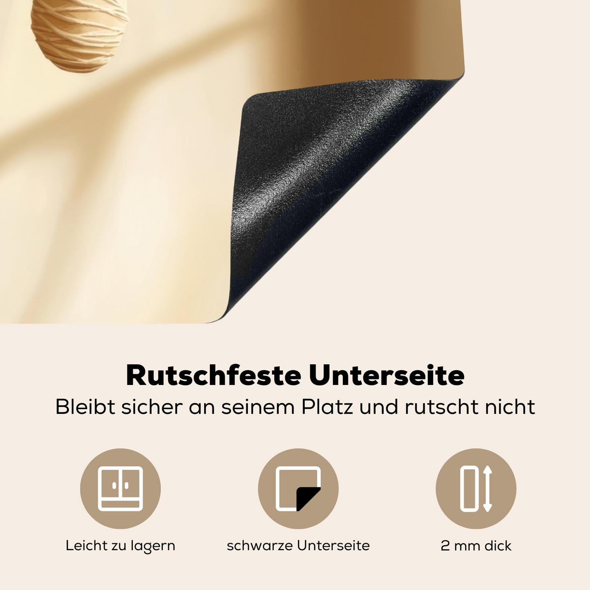 HERDABDECKPLATTE Beige - Osterkuchen - Eier Herdabdeckung Induktionsfeld 70x52 cm - Beige, Kunststoff (70/52/0.2cm) - MuchoWow