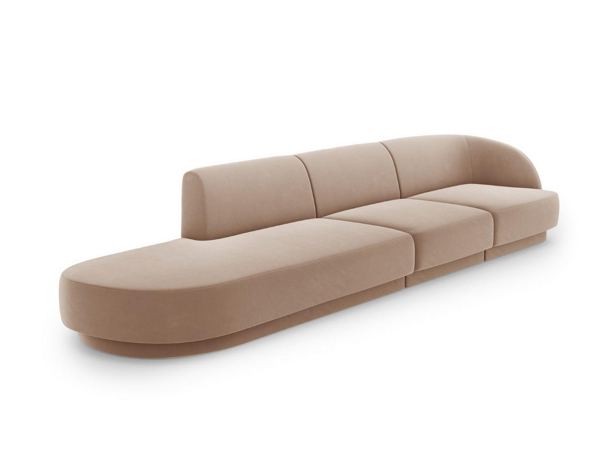 LINKES-SOFA Miley aus Samt cappuccino 4 Sitzplätze - Cappuccino, Textil (90/70/323cm) - Micadoni