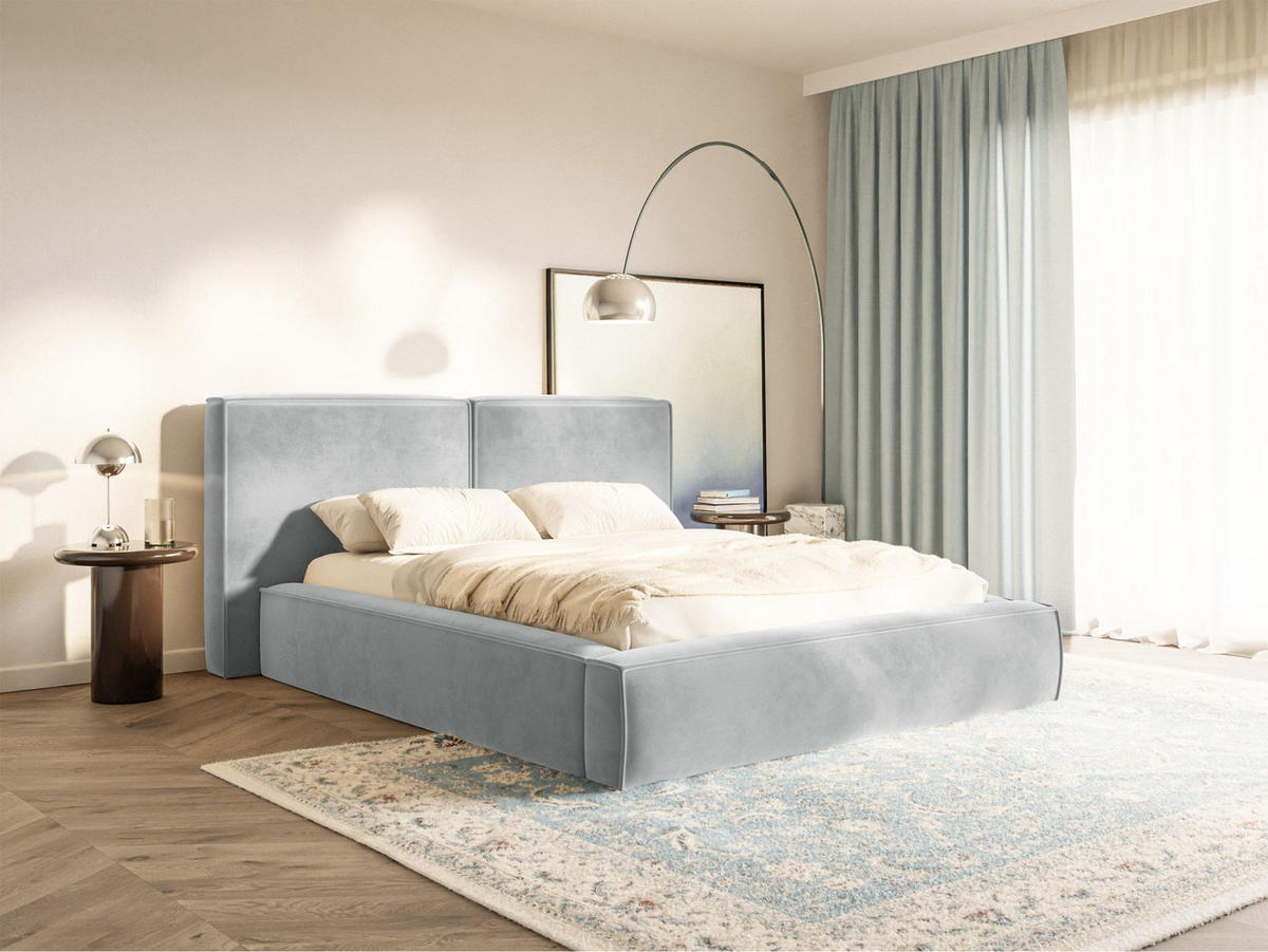 POLSTERBETT Tilves Hellgrau 160x200 cm - Hellgrau/Schwarz, Kunststoff/Textil (160/200cm) - Selsey