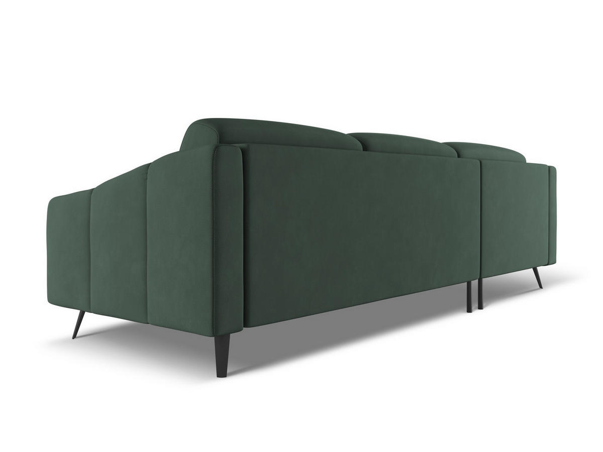 ECKSOFA Links Chenille Stoff Grün - Schwarz/Grün, Textil/Metall (160/264cm) - Makamii