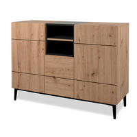KOMMODE Eiche Artisan, schwarz 120 cm, Sideboard mit viel Stauraum - Schwarz/Eiche Artisan, Holzwerkstoff (120/90/42cm) - Furn.Design