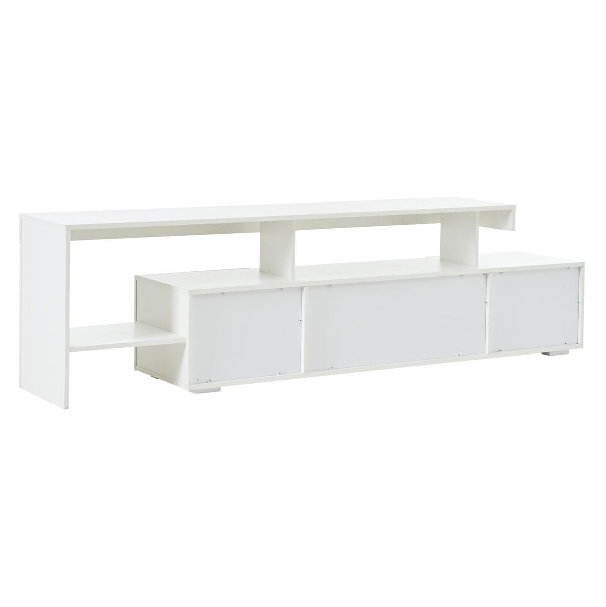 TV stolek 192/37/53 cm s LED osvětlením, vysoký lesk a úložný prostor, Bílá - bílá, kompozitní dřevo (192/53/37cm) - Redom