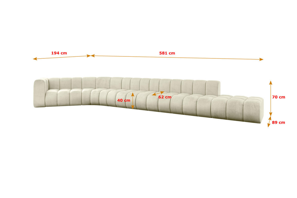 ECKSOFA modulares Sofa Tilmo-L3 - 581x194x70 cm Beige - Beige, Holzwerkstoff/Textil (581/194cm) - ALTDECOR