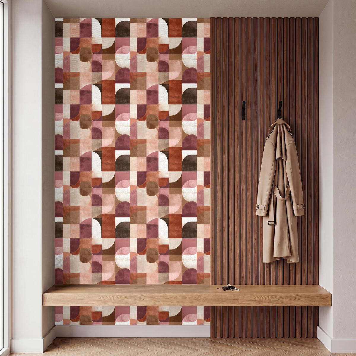 TAPETE - Geometrie - Modern - Retro - 140x260 cm - Multicolor, Papier (140/260cm) - OnlyWow