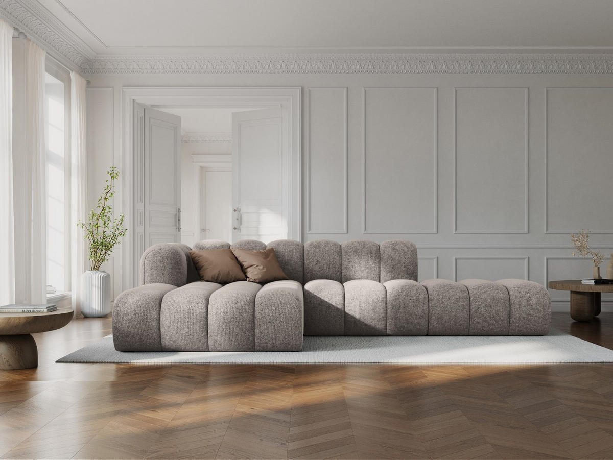 ECKSOFA modular links Lupine aus Chenille-Stoff beige 5 Sitzplätze - Beige, Textil (177/299cm) - Micadoni