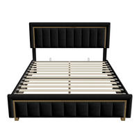 POLSTERBETT 160x200 cm mit Stauraum, Lattenrost, Schwarz - Schwarz, Metall (160/200cm)