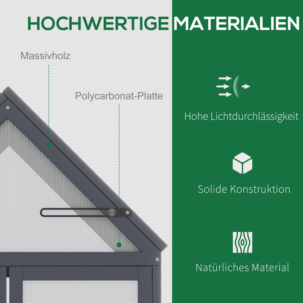 FRÜHBEET mit 3 Ebenen, wetterfest, mit Doppeltüren, Polycarbonat, Natur - Grau, Kunststoff (42/132/70.5cm) - Outsunny