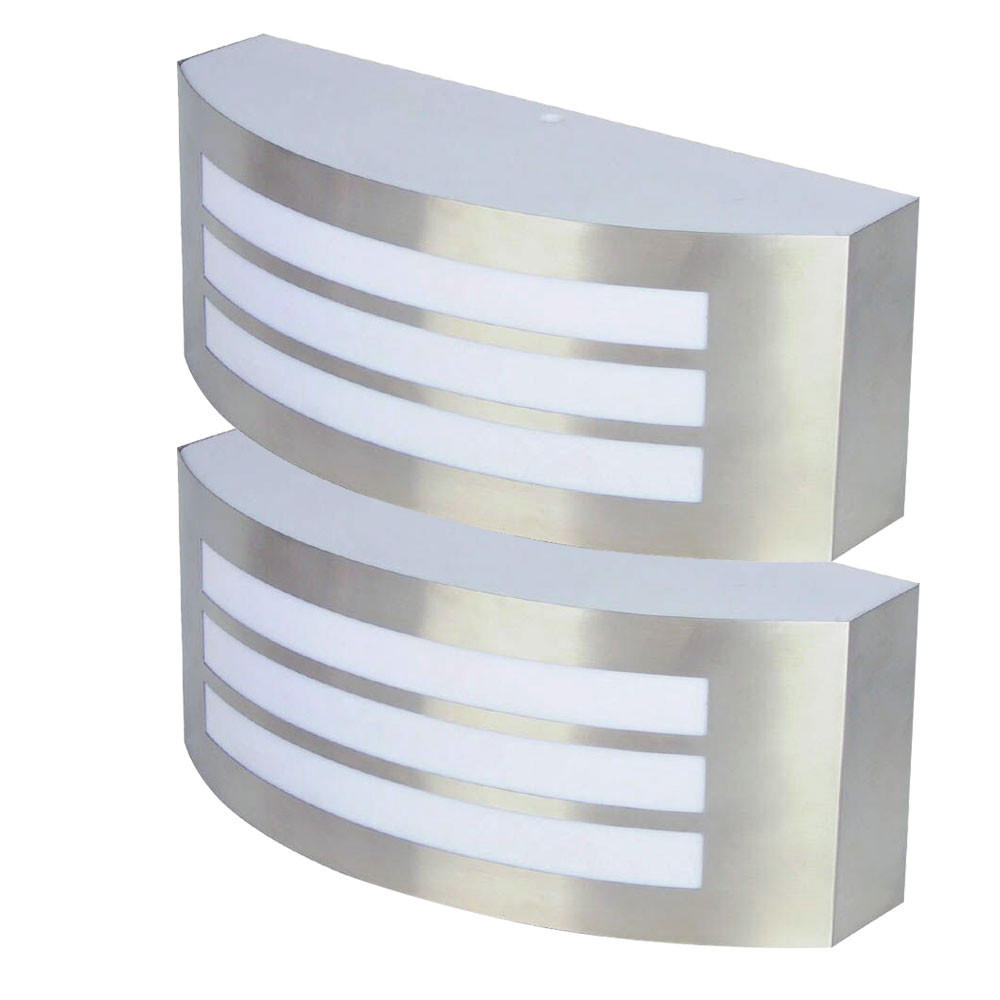 AUSSEN-WANDLEUCHTE Edelstahl Silber 2er Set - Silberfarben, Metall (25/5/25cm)