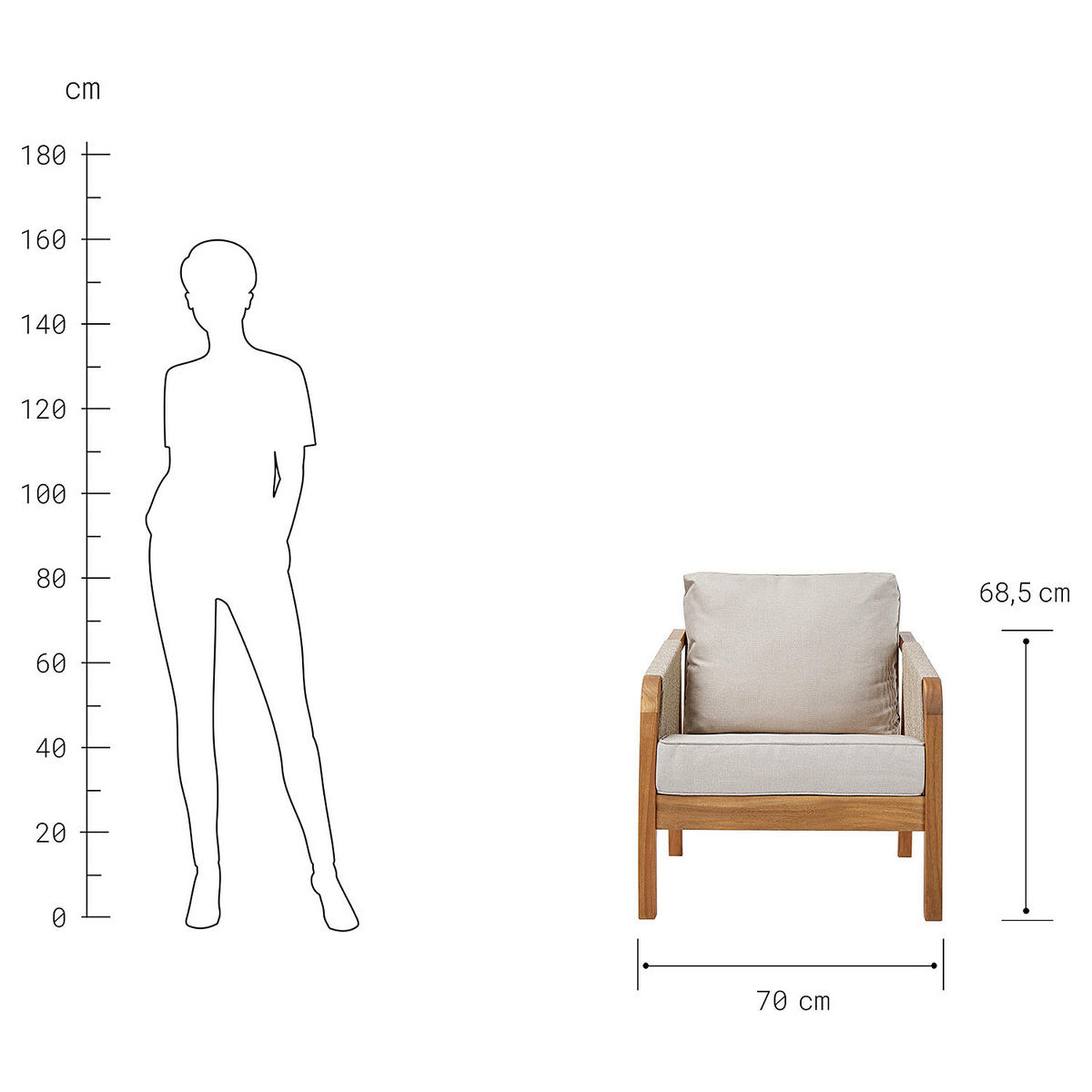 OUTDOOR-SESSEL Rope Island - Braun, Holzwerkstoff (80/69/70cm) - Butlers
