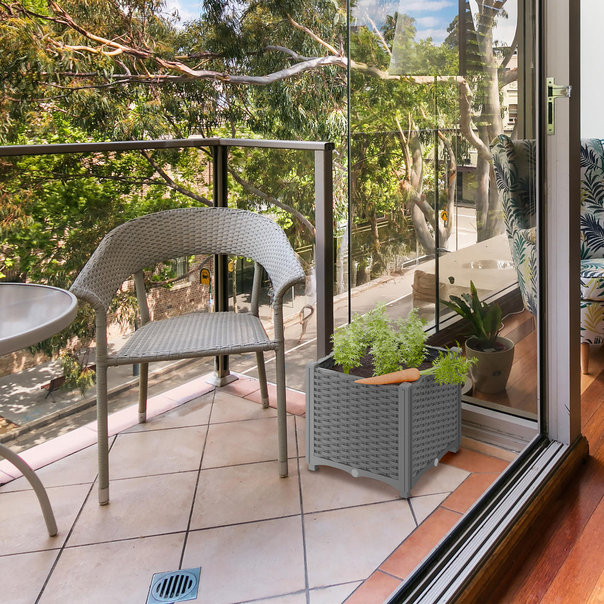 PFLANZKÜBEL - Grau, Kunststoff (40/38/40cm) - Relaxdays