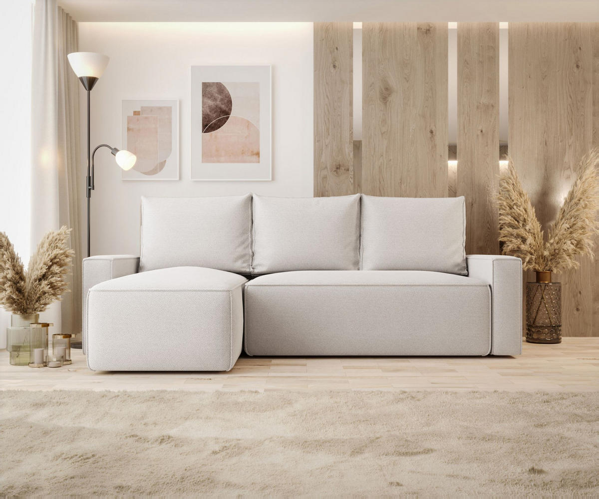 ECKSOFA mit Schlaffunktion SAVIO Curio 02 Links - Creme, Textil (232/140cm) - Bedante