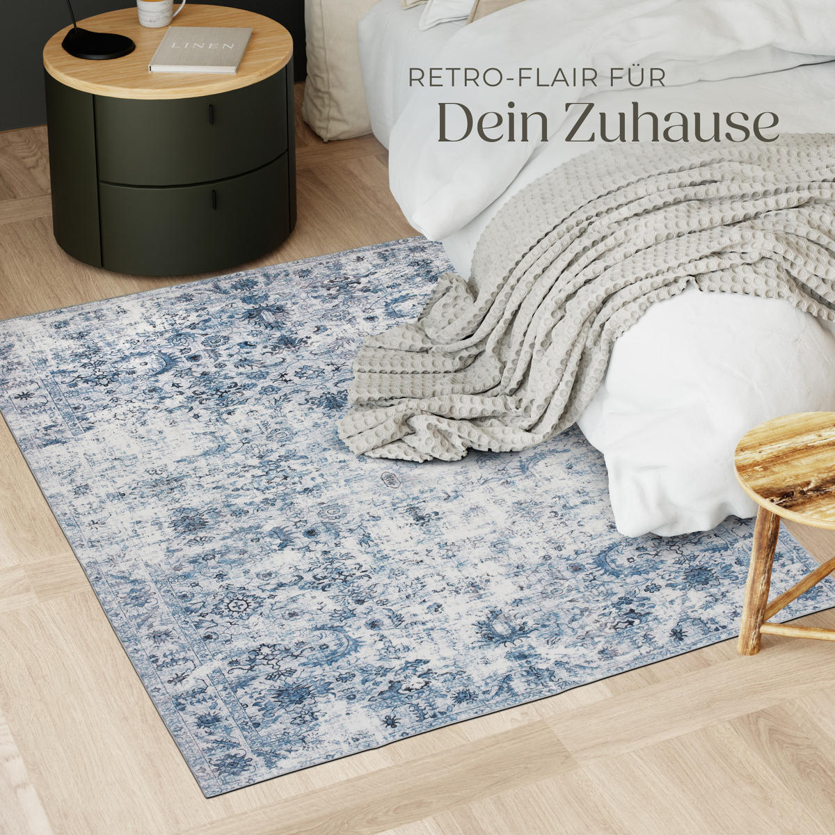TEPPICH Vintage Design Amara,rutschfeste Unterseite,blau - Blau, Kunststoff (120/170cm) - tectake