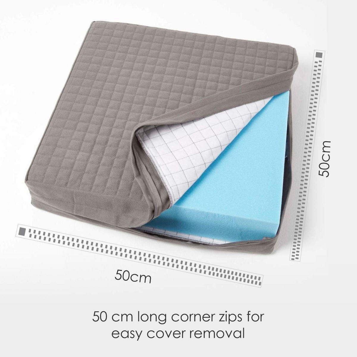 SITZKISSEN orthopädisch 50/50/10 cm – Sesselkissen grau - Grau, Textil (50/50/10cm) - Homescapes