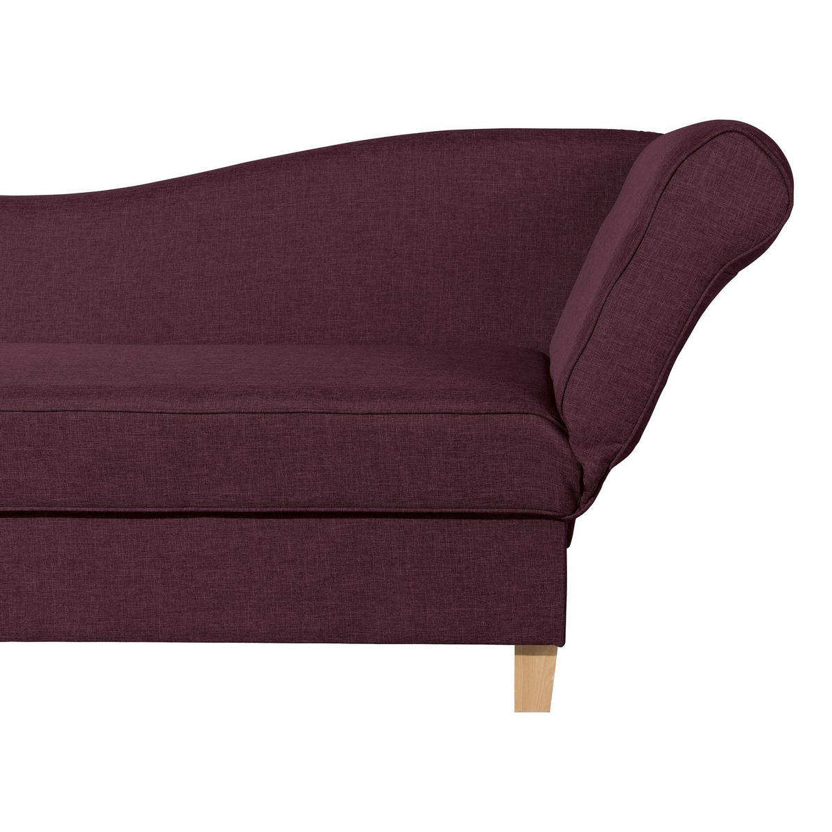 RECAMIERE mit Armteil rechts klappbar Katia Bezug Flachgewebe Buche natur / burgund - Beere, Kunststoff (190/82/88cm) - 58aufmkessel
