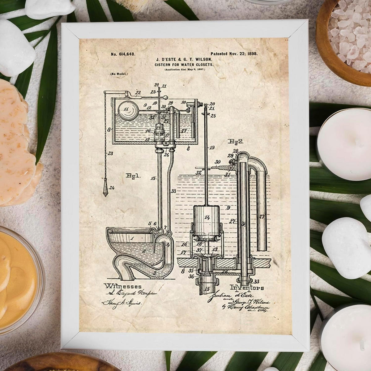POSTER Set mit 4 Badezimmer Vintage Patent Größe A4 Rahmenlos - Klar, Papier (21/1/29.7cm) - Nacnic