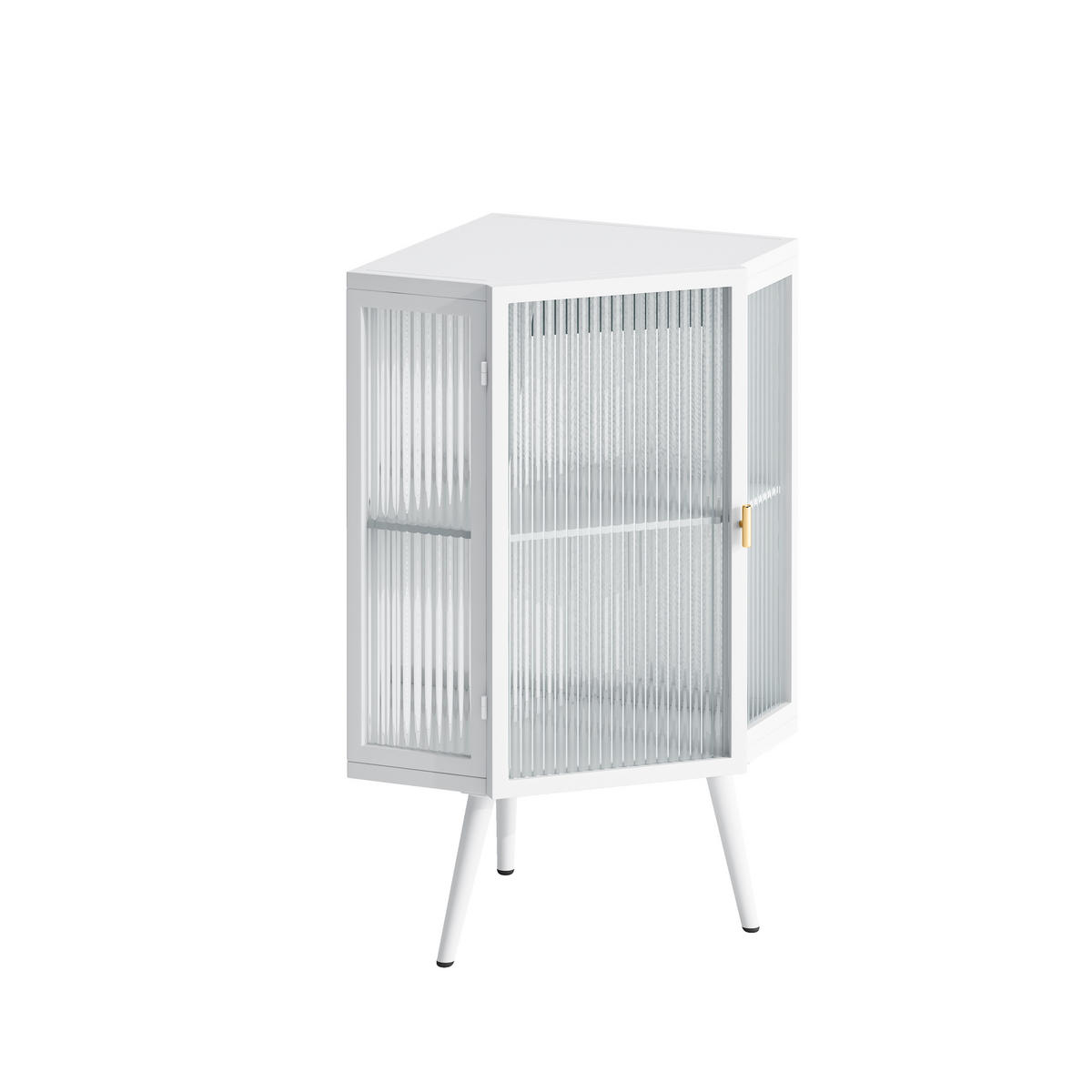 BAD-ECKSCHRANK Weiß, Glastür & 2 Ablagen, 56 x 42,5 x 80 cm - Weiß, Metall (56/80/42.5cm) - Urban Meuble
