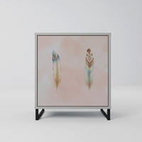 SIDEBOARD THE DELIQUESCE, Grau, 57,5x42x67,5 cm, Schwarze Metall-Rahmenfüße - Multicolor/Schwarz, Holzwerkstoff/Metall (57.5/67.5/42cm) - SpaceRebels