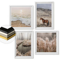 WANDBILDER 4er-Set - 50x50 cm & 40x60 cm Weißer Rahmen - Pferdelandschaft Seegraswald - Weiß, Kunststoff (50/50cm) - ArtPrintCave