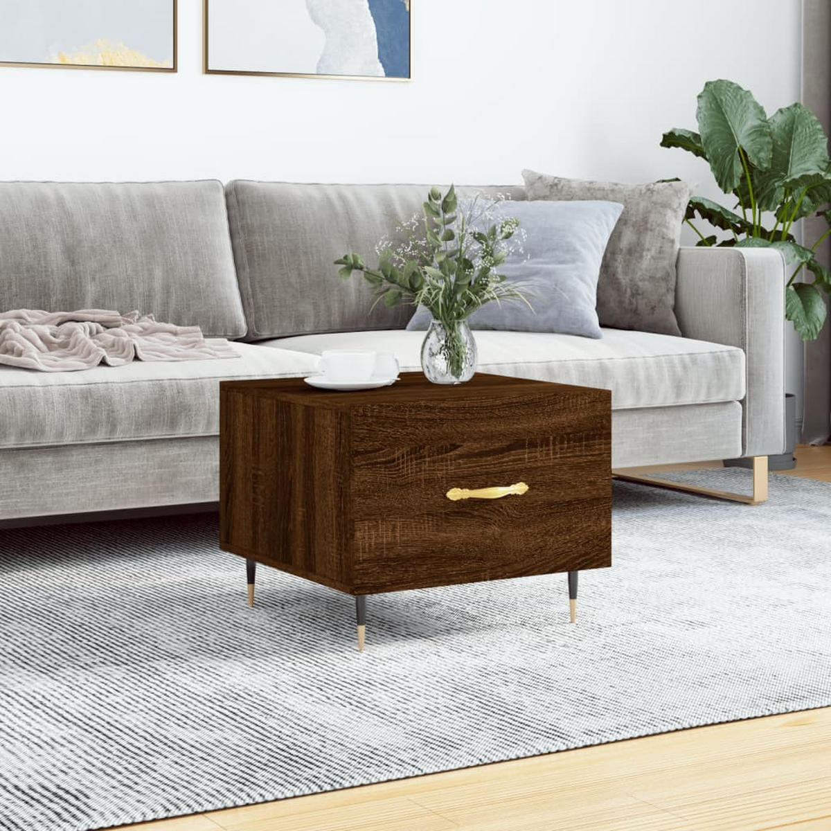 COUCHTISCH Braun Eichen-Optik 50x50x40 cm Holzwerkstoff - Braun, Holzwerkstoff (50/50/40cm) - furnicato