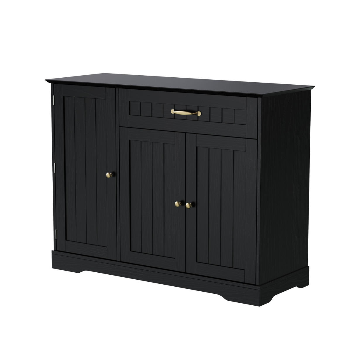 SIDEBOARD in Schwarz mit 3 Türen und 1 Schublade aus MDF,107/83.4/40 cm - Schwarz, Holzwerkstoff (107/83.4/40cm) - Flora Grace