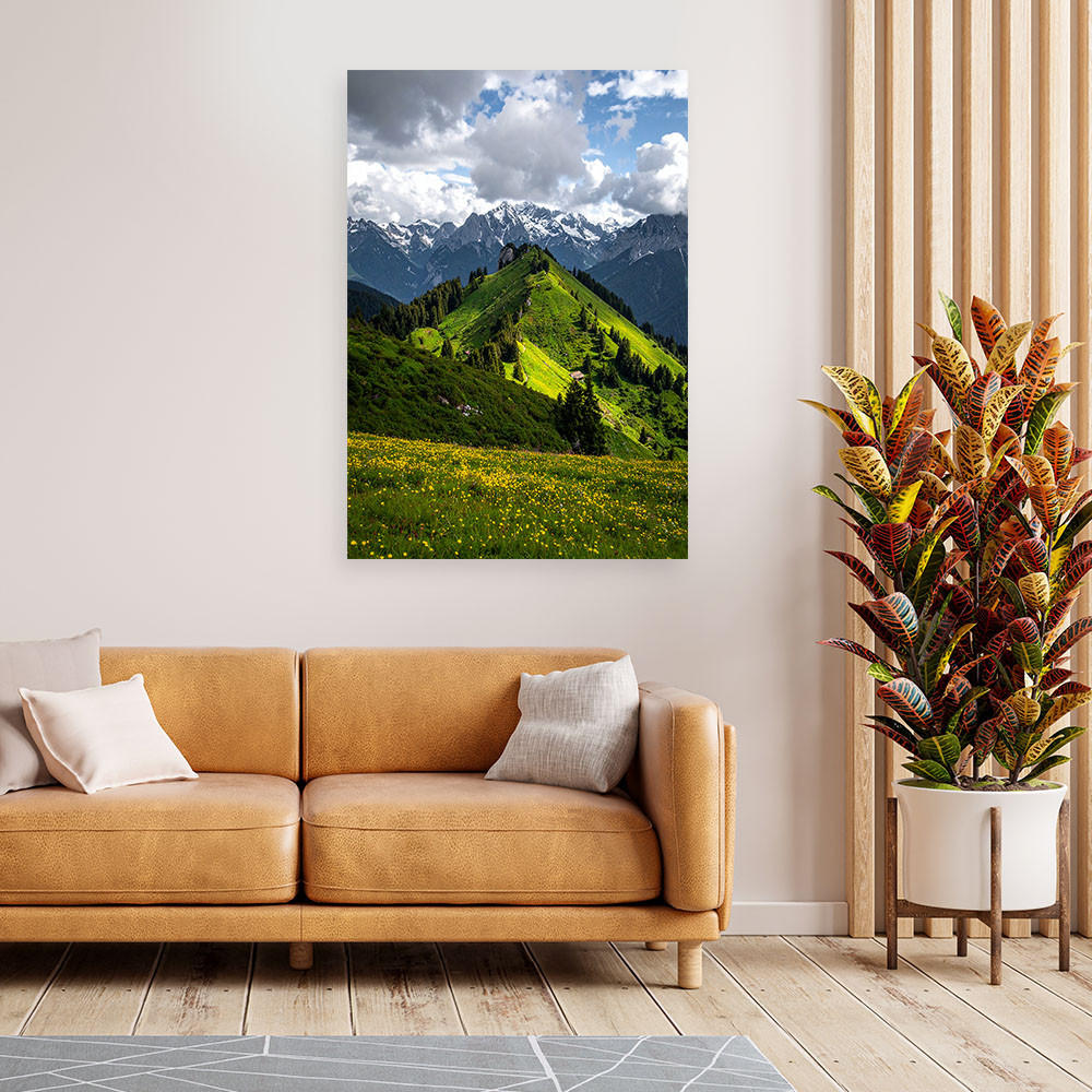 LEINWANDBILD Landschaft Blick Berge Wald Natur 80x120cm - Grün, Textil (80/120cm) - Feeby