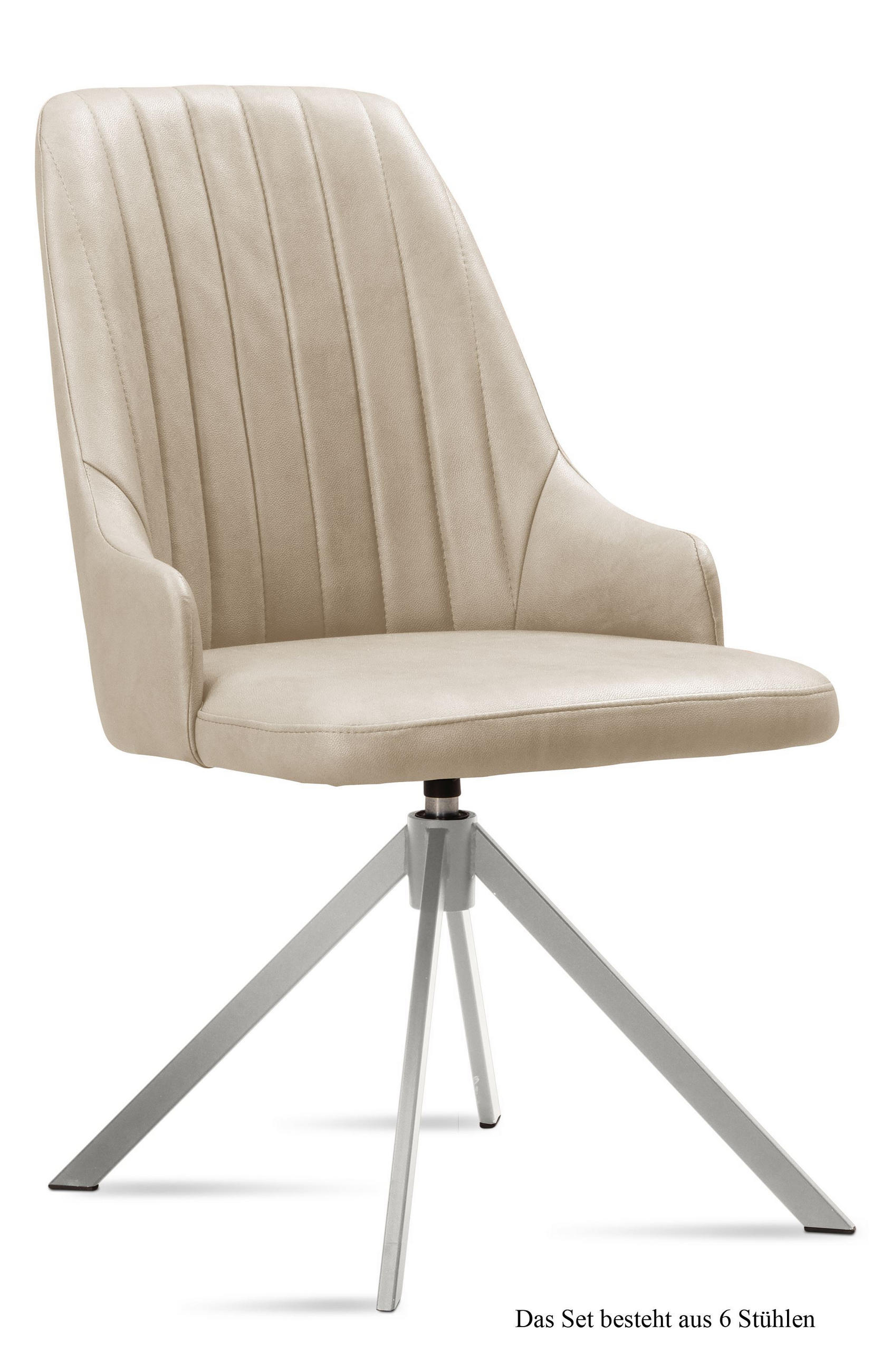 ESSZIMMERSTUHL drehbar (6er-Set) Davorka 52x91x60 Edelstahl/Natur - Edelstahlfarben/Naturfarben, Kunststoff (60/91/52cm) - 58aufmkessel