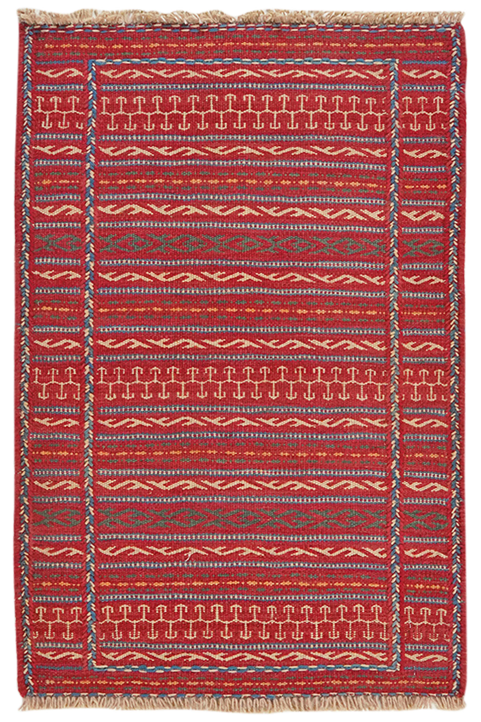 HANDWEBTEPPICH Kelim Kordi Mehrfarbig 90/60 cm Schurwolle - Multicolor, Textil (60/90cm) - Looma