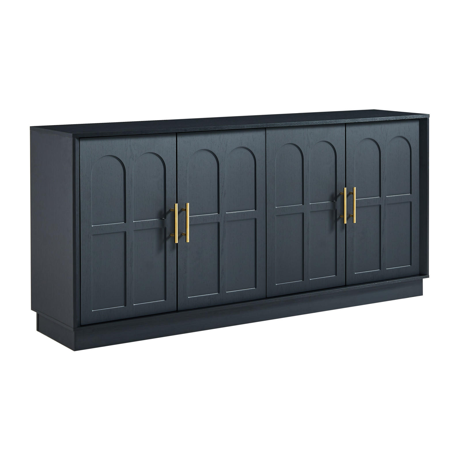 SIDEBOARD 169x40x80 cm mit gewölbter Front, Schwarz - Schwarz, Holzwerkstoff (169/80/40cm)
